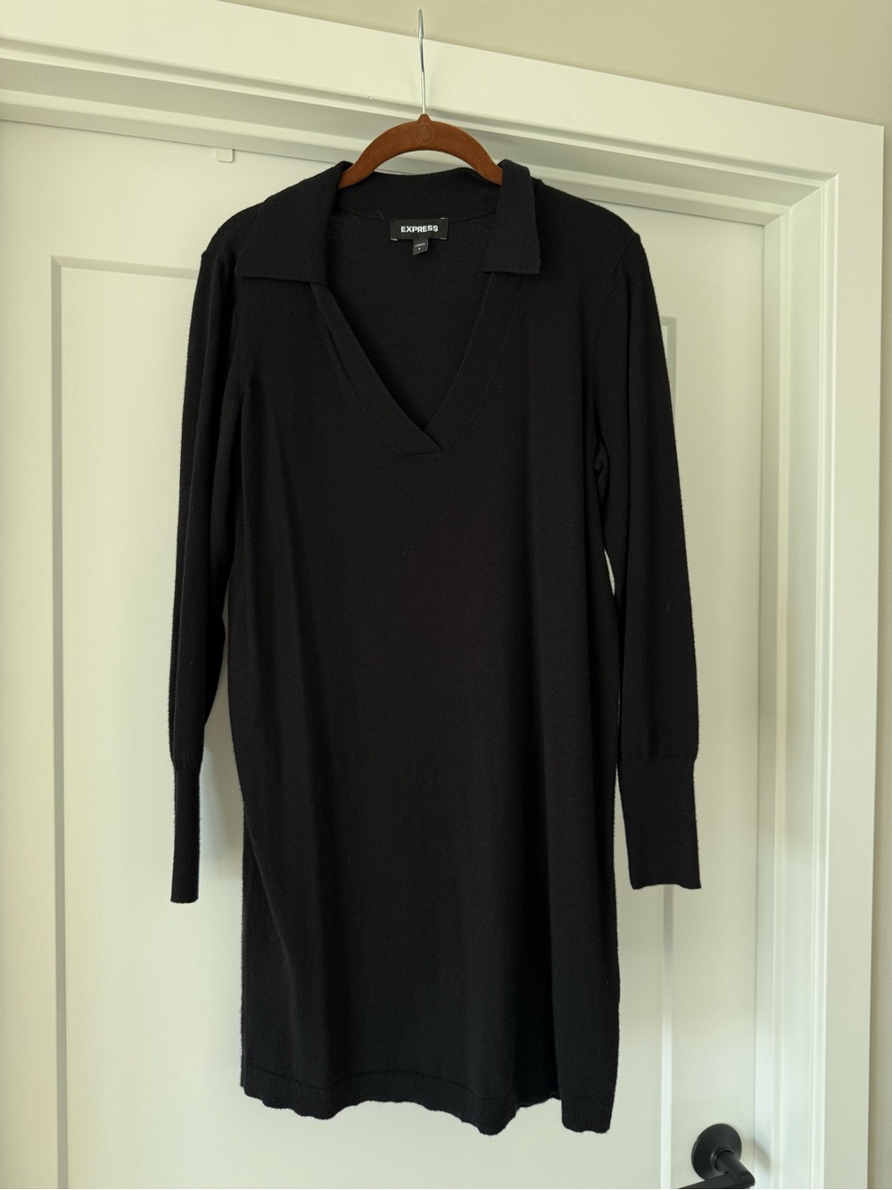 Express Black Knit V-Neck Dress